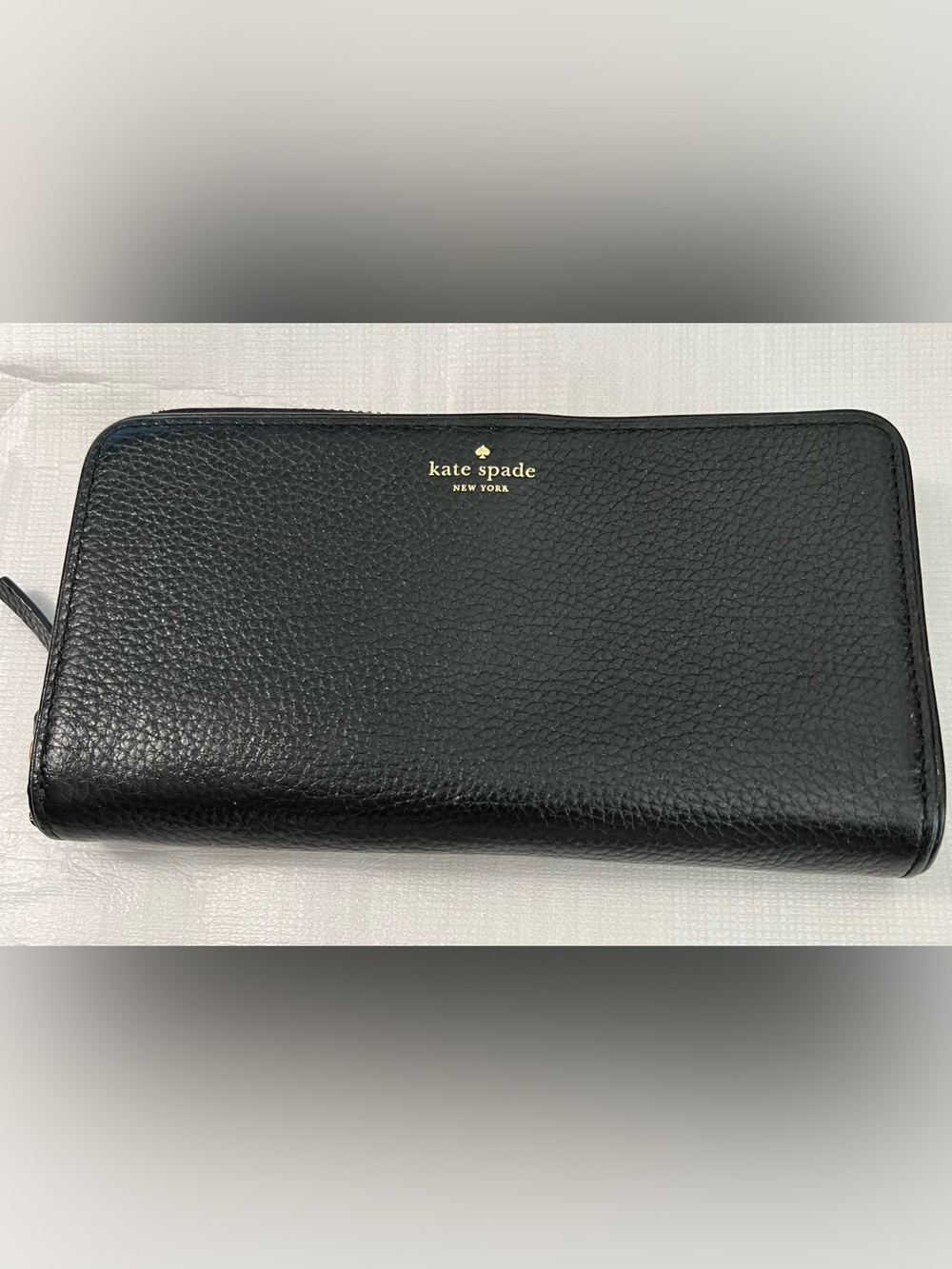 Kate Spade Black Large Continental Wallet with gold tone hardware